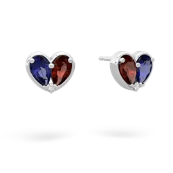 Lab Sapphire 'Our Heart' 14K White Gold earrings E5072