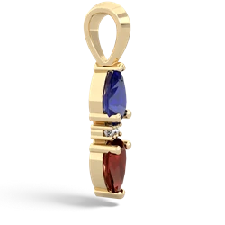 Lab Sapphire Bowtie Drop 14K Yellow Gold pendant P0865