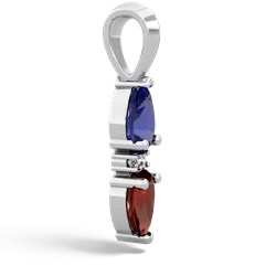 Lab Sapphire Bowtie Drop 14K White Gold pendant P0865
