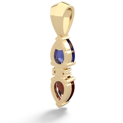 Lab Sapphire Bowtie Drop 14K Yellow Gold pendant P0865