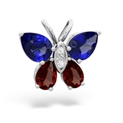 Lab Sapphire Butterfly 14K White Gold pendant P2215