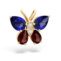 Lab Sapphire Butterfly 14K Yellow Gold pendant P2215