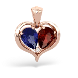 Lab Sapphire Two Become One 14K Rose Gold pendant P5330