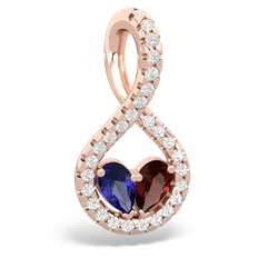 Lab Sapphire Pave Twist 'One Heart' 14K Rose Gold pendant P5360