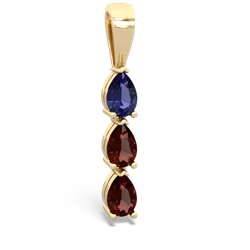 Lab Sapphire Dew Drops 14K Yellow Gold pendant P2251