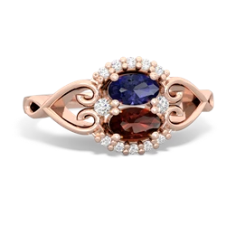 Lab Sapphire Love Nest 14K Rose Gold ring R5860