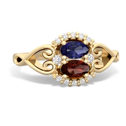 Lab Sapphire Love Nest 14K Yellow Gold ring R5860