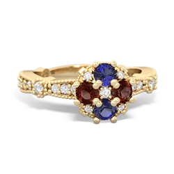 Lab Sapphire Sparkling Tiara Cluster 14K Yellow Gold ring R26293RD