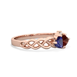 Lab Sapphire Heart To Heart Braid 14K Rose Gold ring R5870