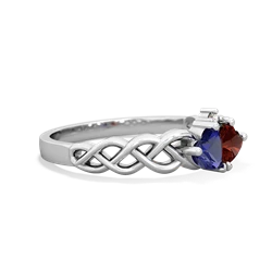 Lab Sapphire Heart To Heart Braid 14K White Gold ring R5870