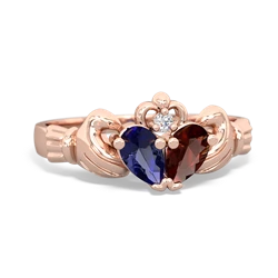 Lab Sapphire 'Our Heart' Claddagh 14K Rose Gold ring R2388