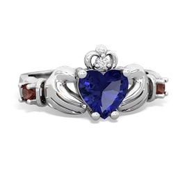 Lab Sapphire Claddagh Keepsake 14K White Gold ring R5245