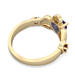 Lab Sapphire Claddagh Keepsake 14K Yellow Gold ring R5245