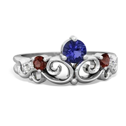 Lab Sapphire Crown Keepsake 14K White Gold ring R5740