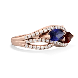 Lab Sapphire Diamond Rivers 14K Rose Gold ring R3070