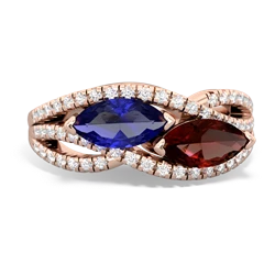 Lab Sapphire Diamond Rivers 14K Rose Gold ring R3070