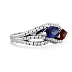 Lab Sapphire Diamond Rivers 14K White Gold ring R3070