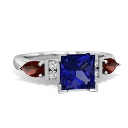 Lab Sapphire 6Mm Princess Eternal Embrace Engagement 14K White Gold ring C2002