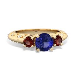 Lab Sapphire Art Deco Eternal Embrace Engagement 14K Yellow Gold ring C2003