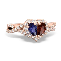 Lab Sapphire Diamond Twist 'One Heart' 14K Rose Gold ring R2640HRT