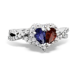 Lab Sapphire Diamond Twist 'One Heart' 14K White Gold ring R2640HRT