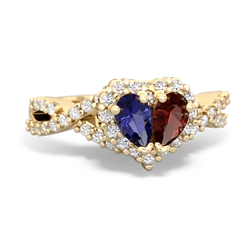 Lab Sapphire Diamond Twist 'One Heart' 14K Yellow Gold ring R2640HRT