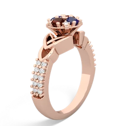 Lab Sapphire Celtic Knot Cluster Engagement 14K Rose Gold ring R26443RD