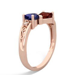 Lab Sapphire Snuggling Hearts 14K Rose Gold ring R2178