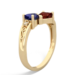 Lab Sapphire Snuggling Hearts 14K Yellow Gold ring R2178