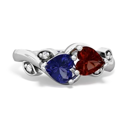 Lab Sapphire Floral Elegance 14K White Gold ring R5790