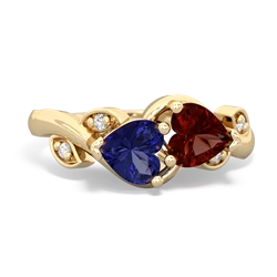 Lab Sapphire Floral Elegance 14K Yellow Gold ring R5790