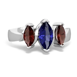 Lab Sapphire Three Peeks 14K White Gold ring R2433