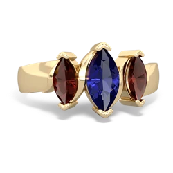 Lab Sapphire Three Peeks 14K Yellow Gold ring R2433