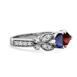 Lab Sapphire Diamond Butterflies 14K White Gold ring R5601