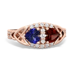 Lab Sapphire Sparkling Celtic Knot 14K Rose Gold ring R2645