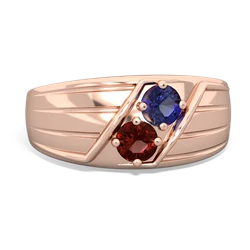 Lab Sapphire Men's Streamline 14K Rose Gold ring R0460