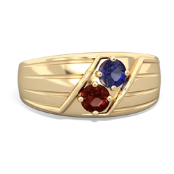 Lab Sapphire Men's Streamline 14K Yellow Gold ring R0460