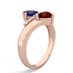 Lab Sapphire Heart To Heart 14K Rose Gold ring R2064