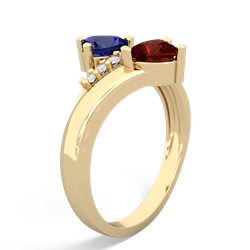 Lab Sapphire Heart To Heart 14K Yellow Gold ring R2064