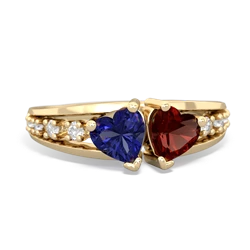 Lab Sapphire Heart To Heart 14K Yellow Gold ring R3342