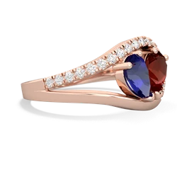 Lab Sapphire Nestled Heart Keepsake 14K Rose Gold ring R5650