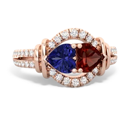 Lab Sapphire Art-Deco Keepsake 14K Rose Gold ring R5630