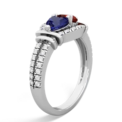 Lab Sapphire Art-Deco Keepsake 14K White Gold ring R5630