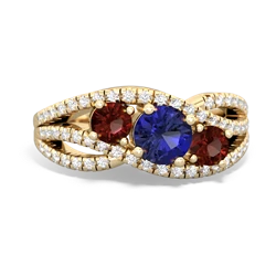 Lab Sapphire Three Stone Aurora 14K Yellow Gold ring R3080