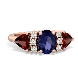 Lab Sapphire Antique Style Three Stone 14K Rose Gold ring R2186