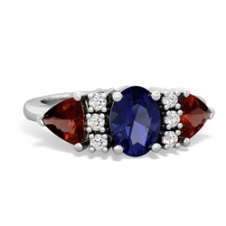 Lab Sapphire Antique Style Three Stone 14K White Gold ring R2186