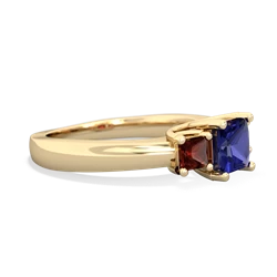 Lab Sapphire Three Stone Trellis 14K Yellow Gold ring R4015