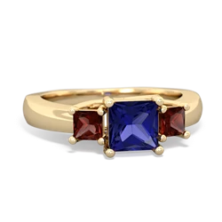 Lab Sapphire Three Stone Trellis 14K Yellow Gold ring R4015