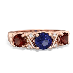 Lab Sapphire Hugs And Kisses 14K Rose Gold ring R5016