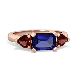 Lab Sapphire Three Stone 14K Rose Gold ring R5235